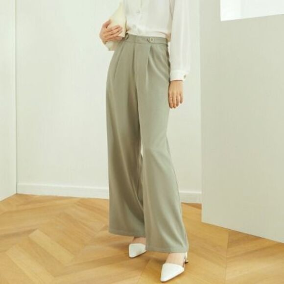 Solid Color Straight-Leg Pants - Picture 1 of 4
